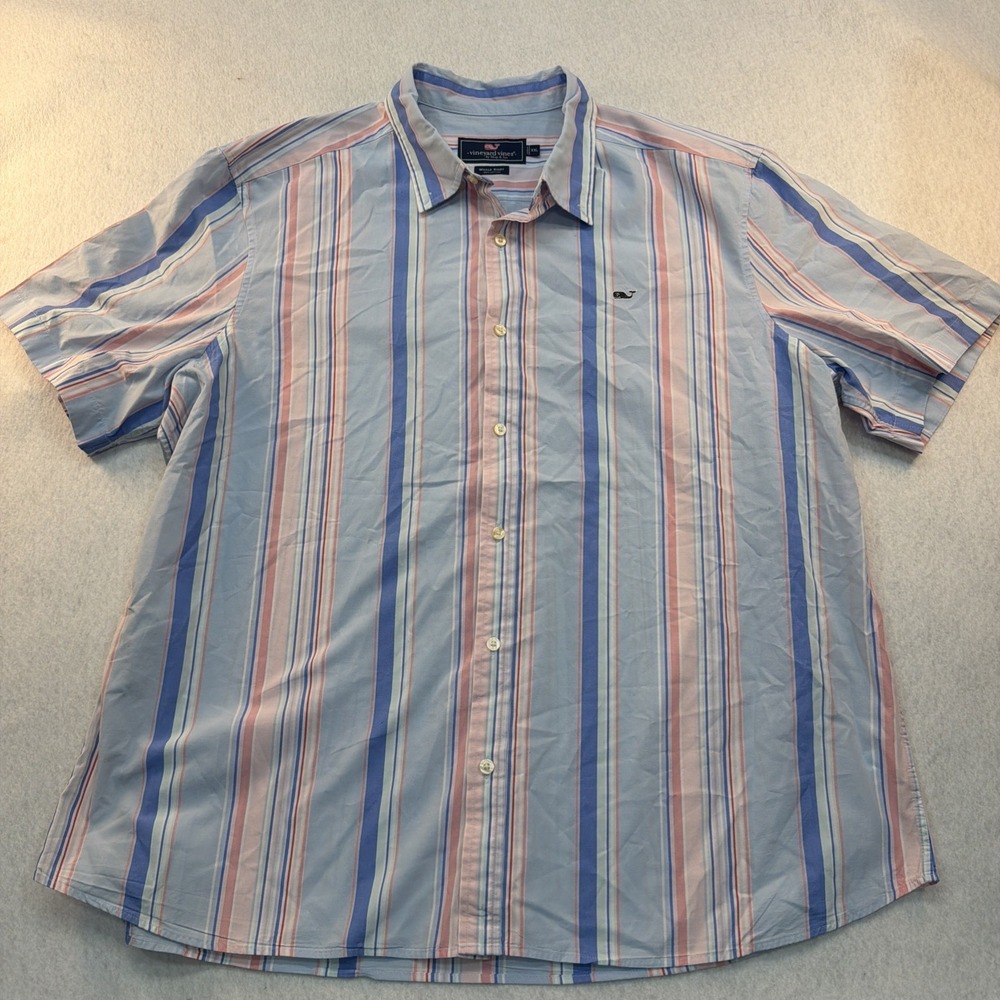 Vineyard Vines men striped‎ short-sleeve button-down Whale shirt Classic Fit 2XL